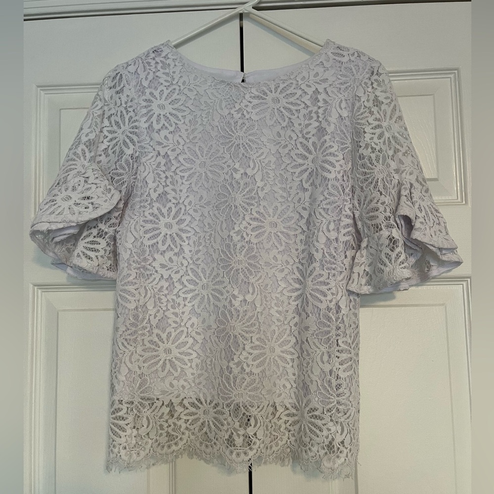 Nanette Lepore White Floral Lace Blouse